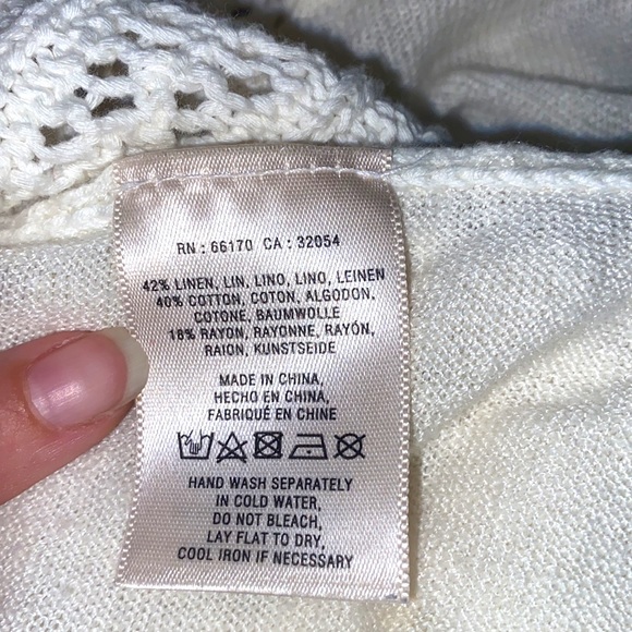 Anthro Angel of the North Cream Crochet Lace Linen Blend Cardi Cardigan Sweater - Picture 10 of 11